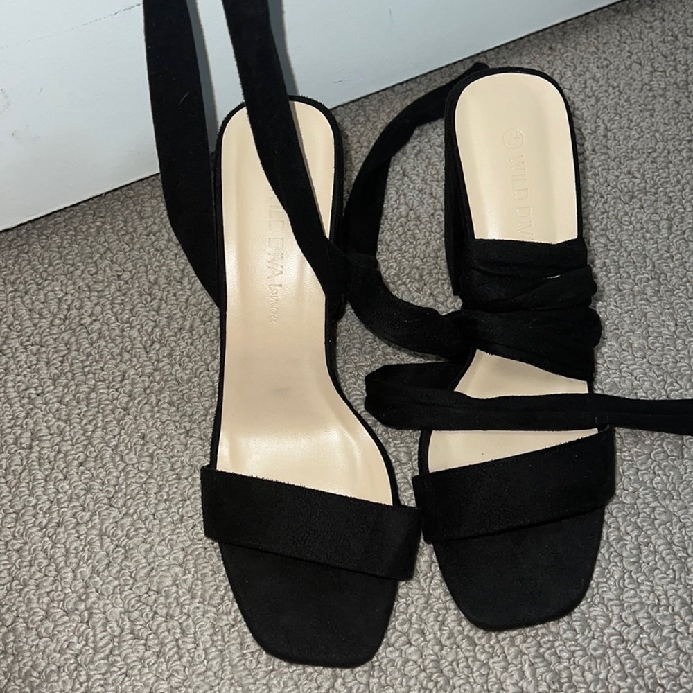 Black strap heels